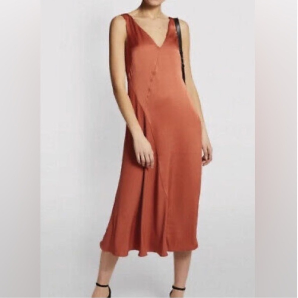 AllSaints Ageta Slip Dress in Cinnamon - Size Medium